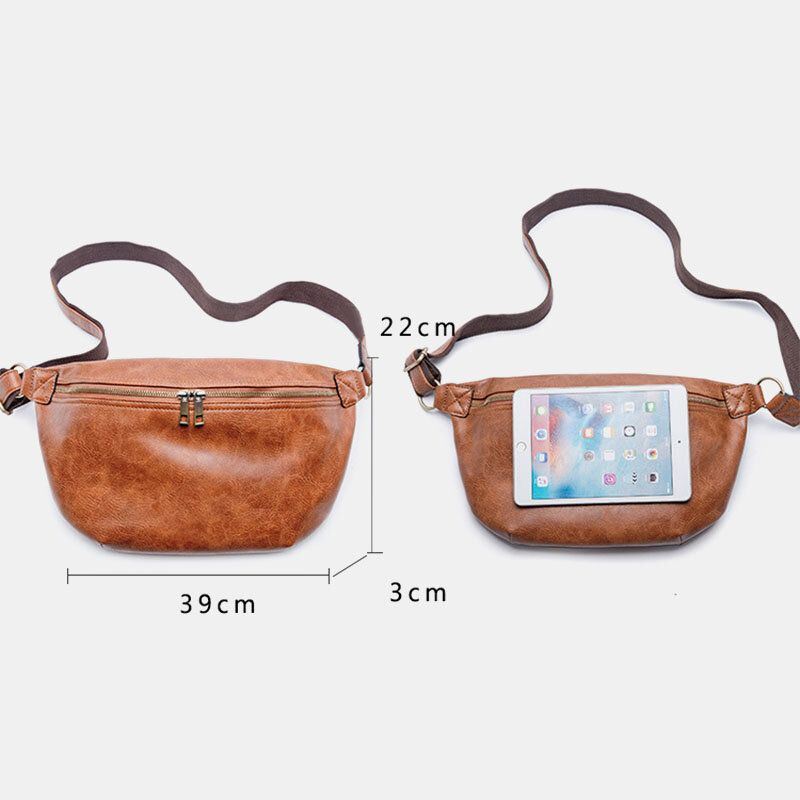 Miesten Suuri Tilavuus Vedenpitävä Crossbody Laukku Pu Nahka Varkaudenesto Rento Vyötärölaukku Rintalaukku Olkalaukku