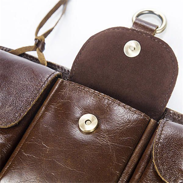 Miesten Vintage Aidosta Nahasta Valmistettu Vyötärölaukku Kestävä Retro-crossbody-laukku