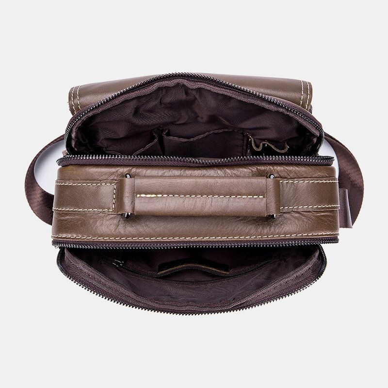 Miesten Vintage Aito Nahka Yksivärinen Kulutusta Kestävä Vedenpitävä Crossbody Laukku Olkalaukku