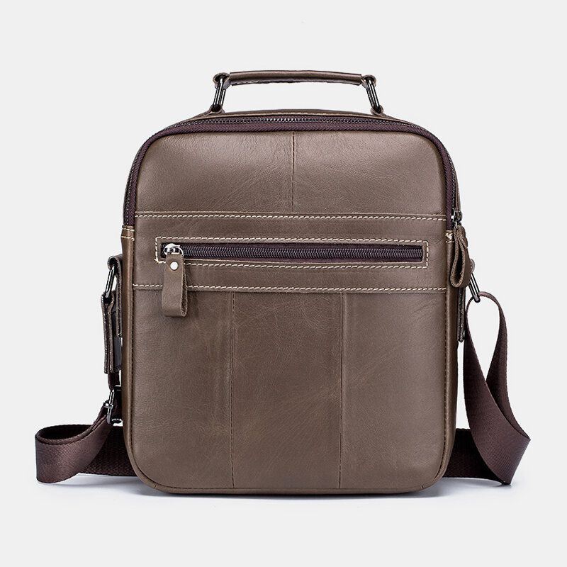 Miesten Vintage Aito Nahka Yksivärinen Kulutusta Kestävä Vedenpitävä Crossbody Laukku Olkalaukku