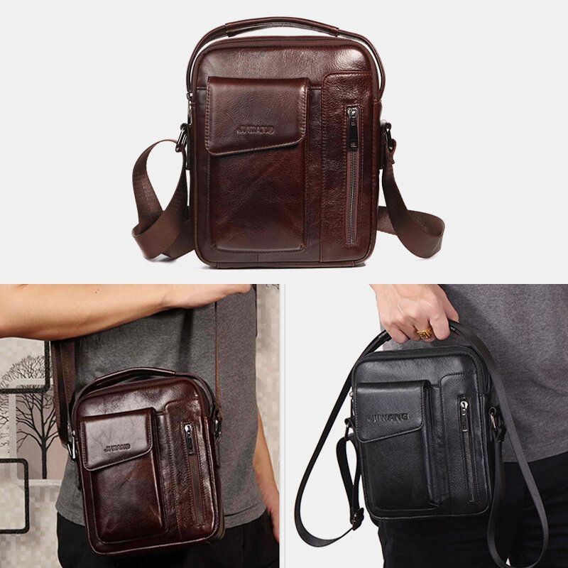 Miesten Vintage Aitoa Nahkaa Oleva Crossbody Laukku Olkalaukku Business Laukku