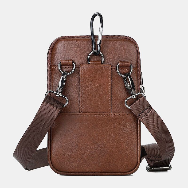 Miesten Vintage Aitoa Nahkaa Yksivärinen Urheilullinen Crossbody Laukku Puhelinlaukku