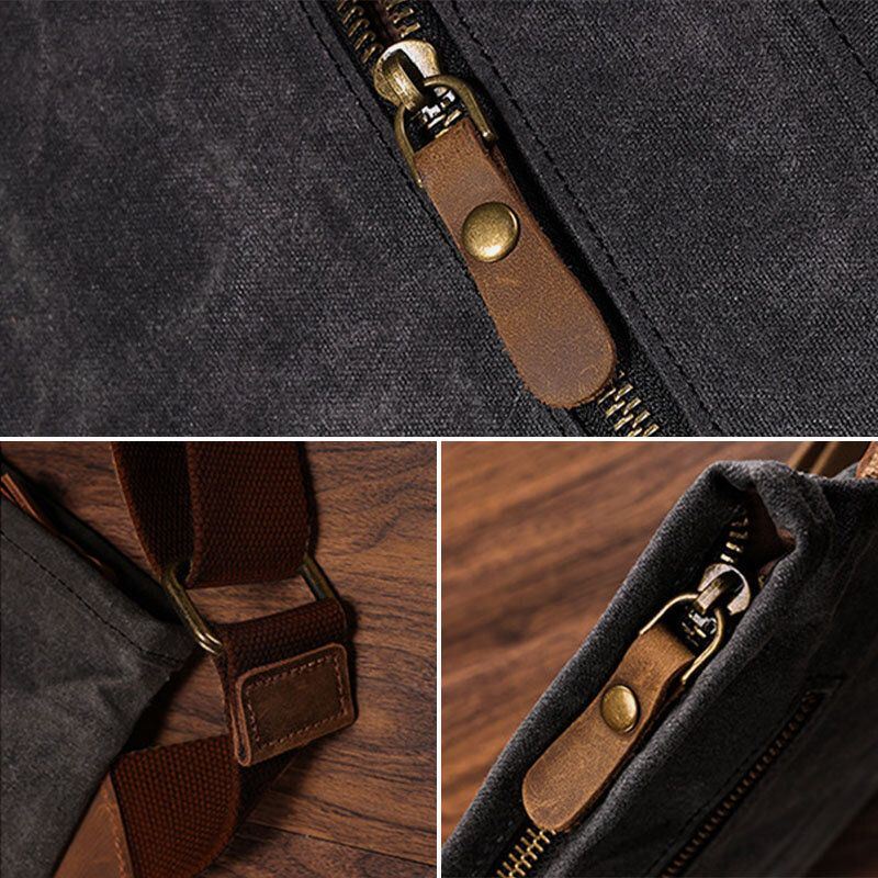 Miesten Vintage Canvas Vedenpitävä Monitoiminen Crossbody Laukku Olkalaukku