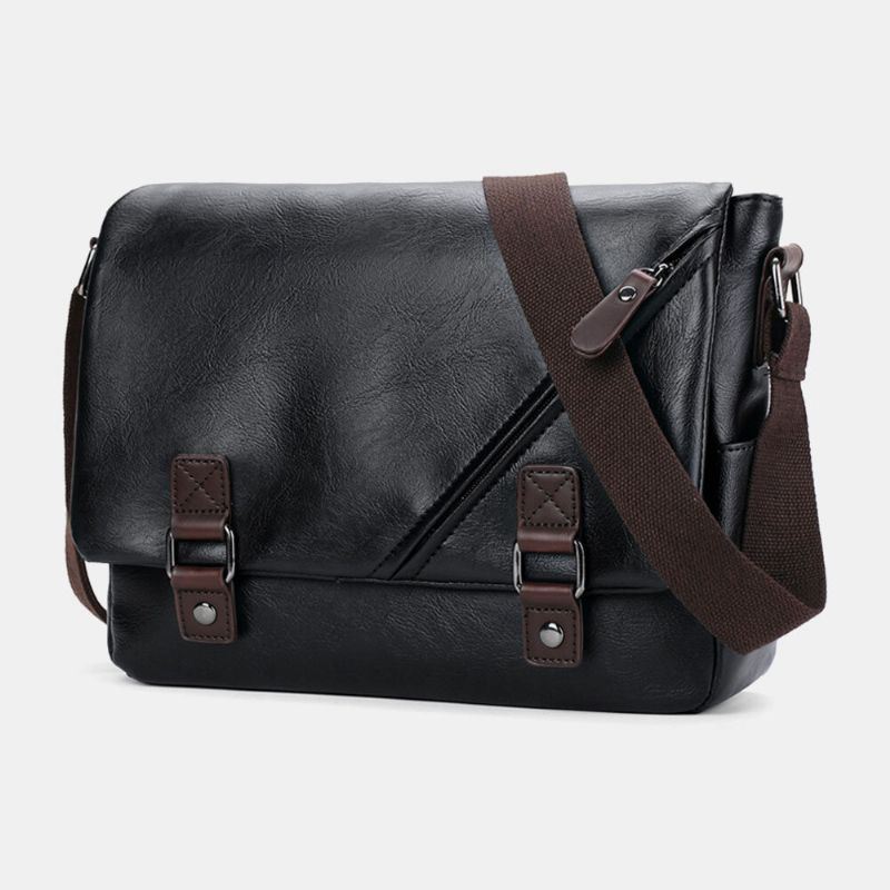 Miesten Vintage Pu Nahka Monitaskuinen Suuri Tilavuus Crossbody Laukku Olkalaukku