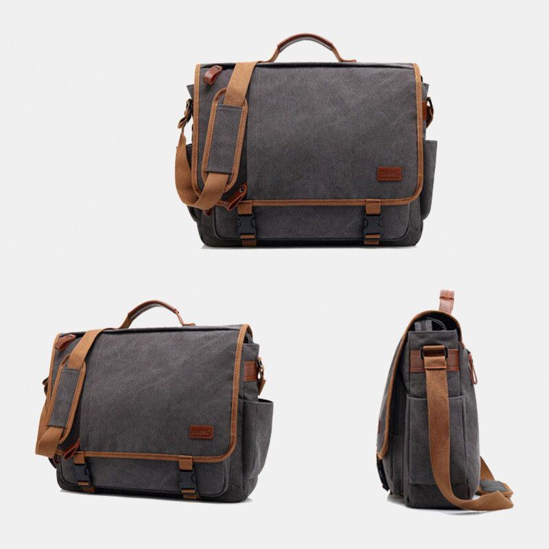 Miesten Vintage Suuri Tilavuus Vedenpitävä Canvas Rento Crossbody Laukku Olkalaukku Matkalaukku