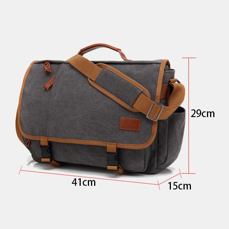 Miesten Vintage Suuri Tilavuus Vedenpitävä Canvas Rento Crossbody Laukku Olkalaukku Matkalaukku