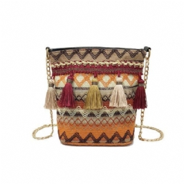 Naiset Kutovat Tassel National Crossbody Bag Tyylikäs Bucket Bag