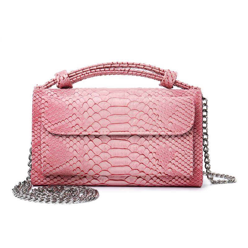 Naiset Snake Skin Aito Nahkaketju Olkalaukku Crossbody Laukku Käsilaukku Pitkä Lompakko