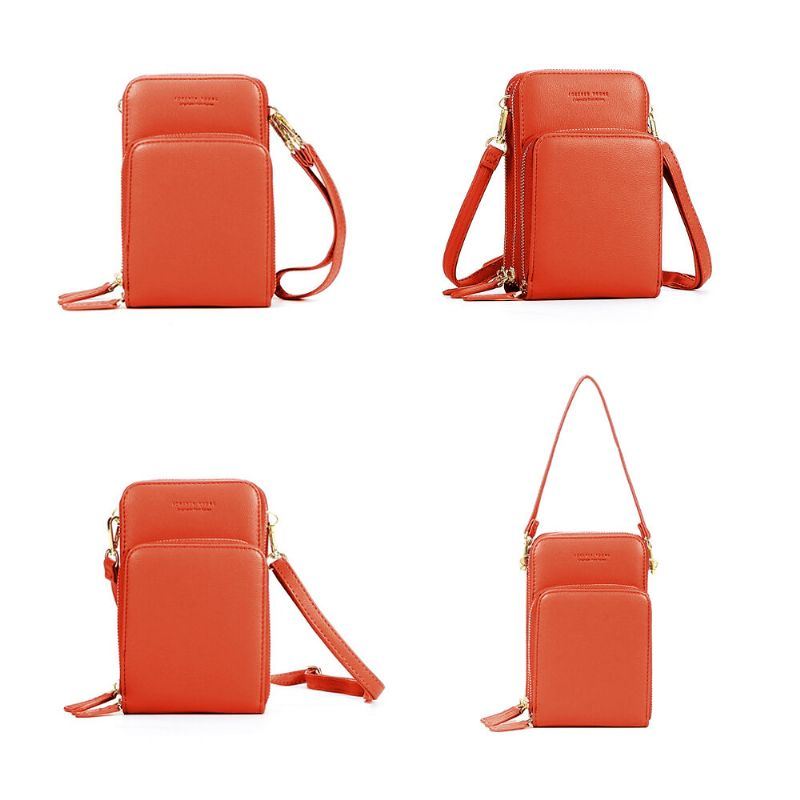 Naiset Solid Faux Nahka Muti-pocket Kytkimet Laukku Korttilaukku Puhelinlaukku Crossbody Laukku Suuri Kapasiteetti