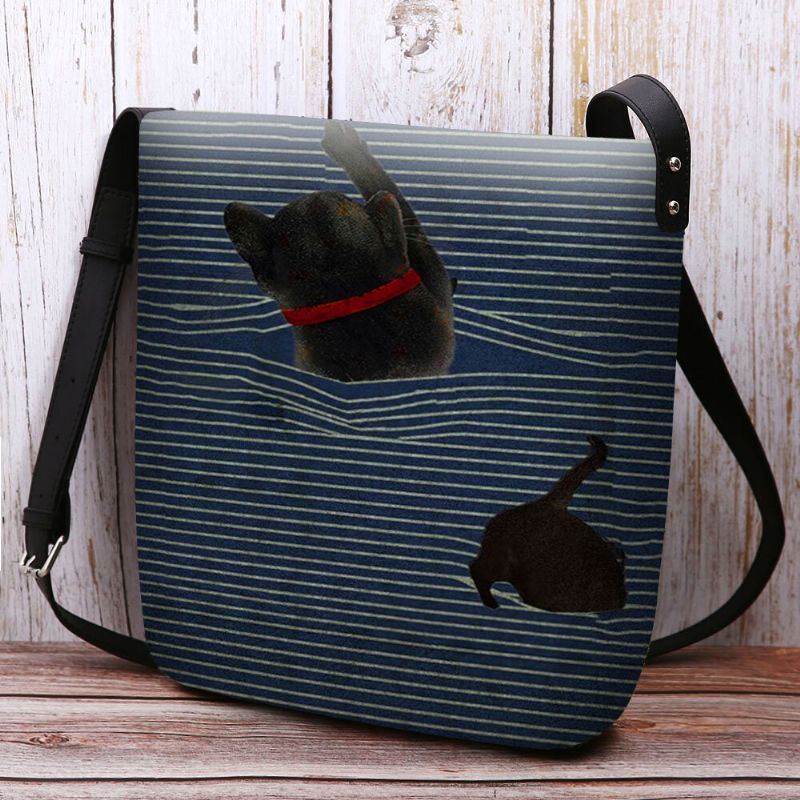 Naiset Tuntuvat Söpöiltä Rento Sarjakuva Cat Stripes -kuvioinen Crossbody Laukku Olkalaukku