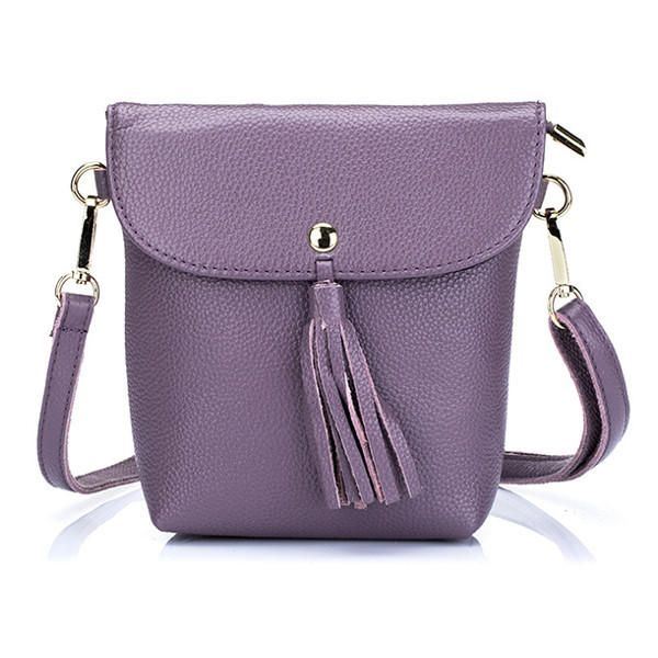 Naisten Aitoa Nahkaa Tupsut Miniolkalaukut Vintage Hasp Crossbody Laukut 5.5 Tuuman Puhelinlaukut