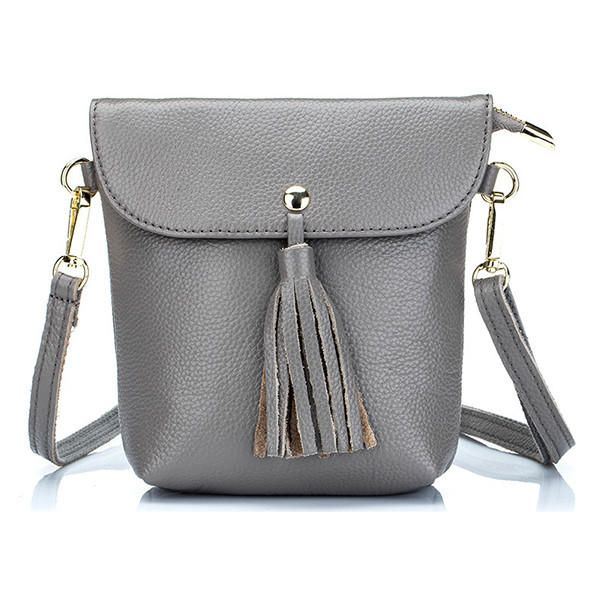 Naisten Aitoa Nahkaa Tupsut Miniolkalaukut Vintage Hasp Crossbody Laukut 5.5 Tuuman Puhelinlaukut