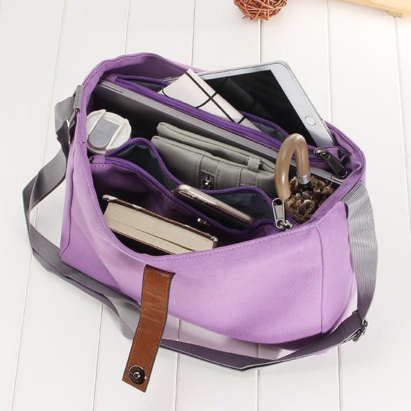 Naisten Canvas Casual Capacity Matkalaukku Olkalaukku Crossbody Laukut