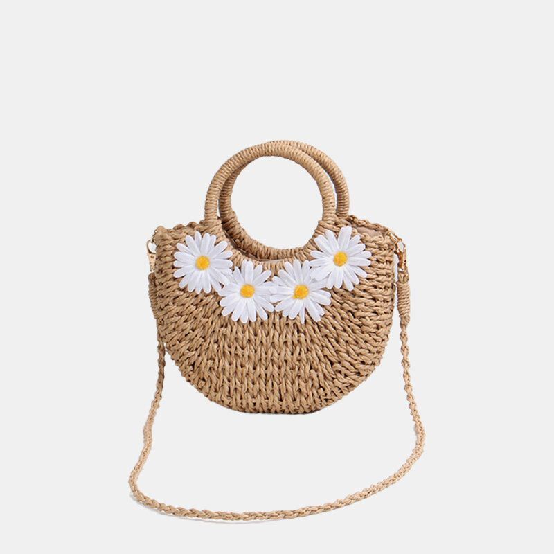 Naisten Daisy Travel Summer Beach Straw Käsilaukku Crossbody Bag Olkalaukku