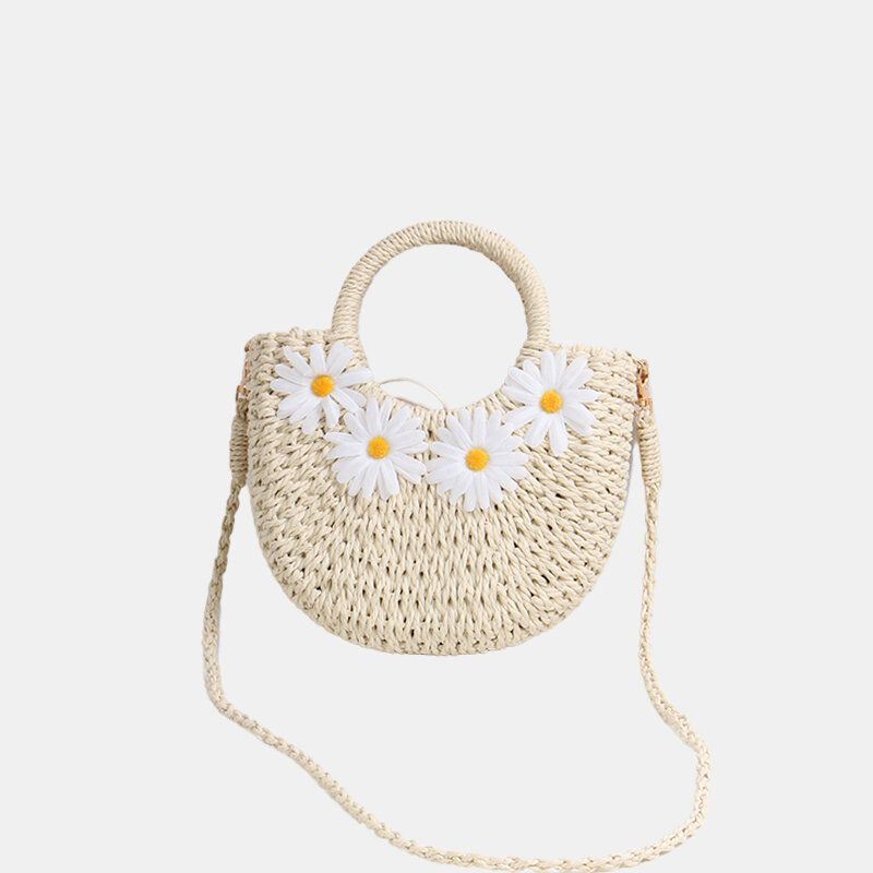 Naisten Daisy Travel Summer Beach Straw Käsilaukku Crossbody Bag Olkalaukku