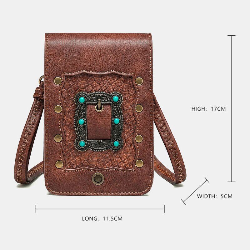 Naisten Irrotettava Olkahihna Hardware Niitti Decor Käärmekuvioinen Läppä Magneettinen Kiinnitys Design Crossbody Laukku Vyötärölaukku