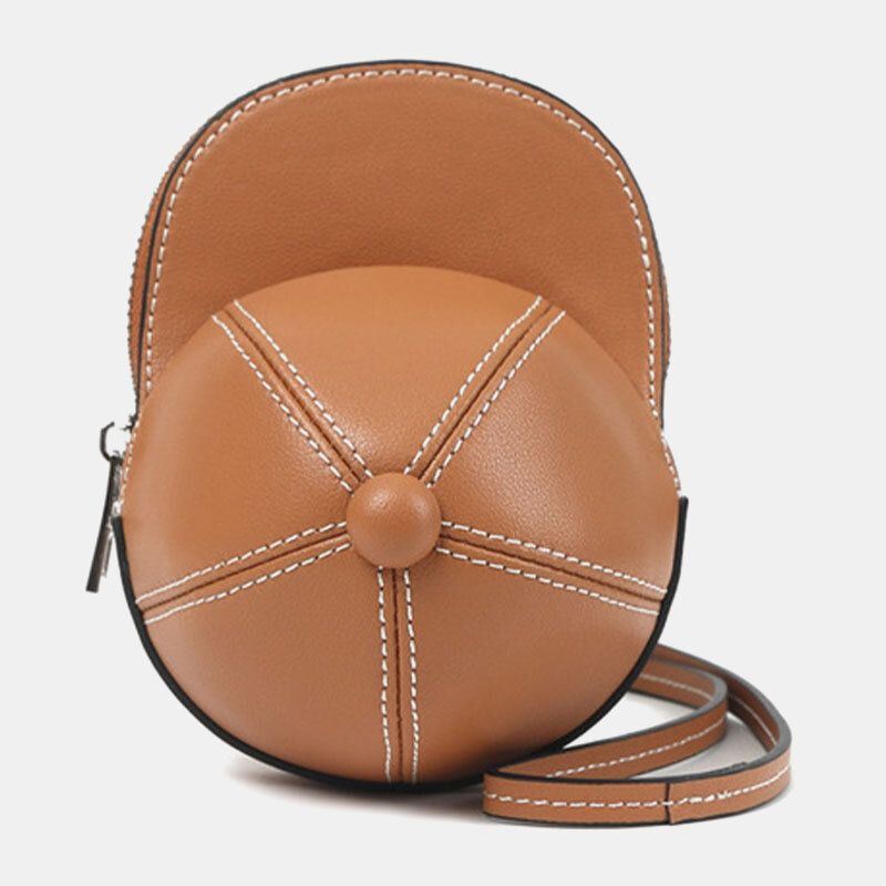 Naisten Keinonahkainen Baseballhatun Muotoinen Causl Creative Olkalaukku Crossbody Laukku