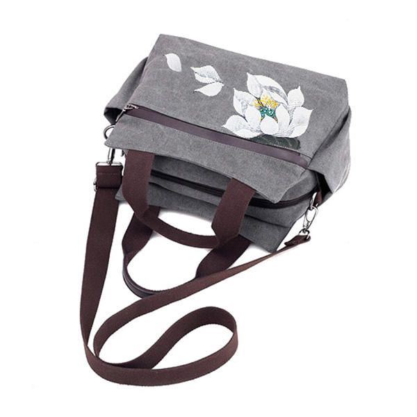 Naisten Lotus Canvas Käsilaukku Kiinalainen Crossbody Laukku