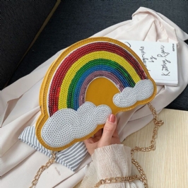 Naisten Luova Ainutlaatuinen Pilvi Muoto Paljetti Kontrasti Väri Hauska Olkalaukku Cross Body Bag