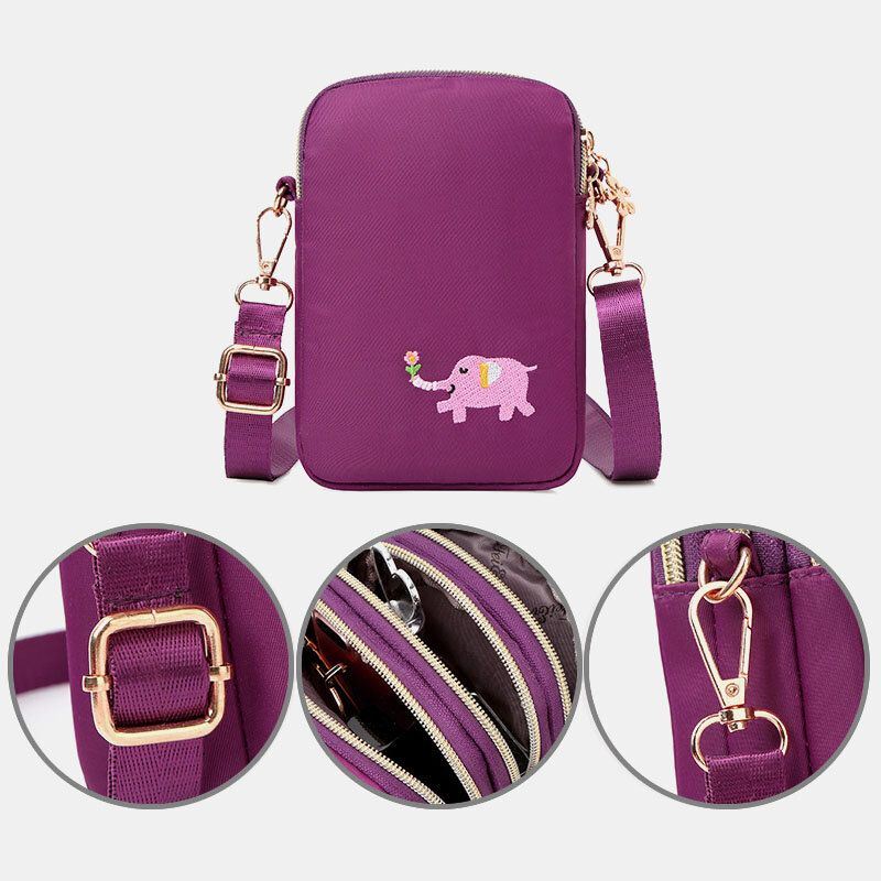 Naisten Mini Elephant Pattern Monitoiminen Olkalaukku Crossbody Laukku Puhelinlaukku