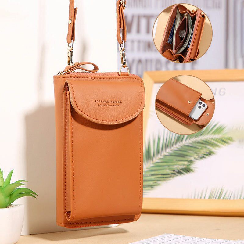 Naisten Mini Wild Long Pu-nahkalompakko Casual 6.3 Tuuman Puhelinlaukku Olkalaukku Crossbody Bag