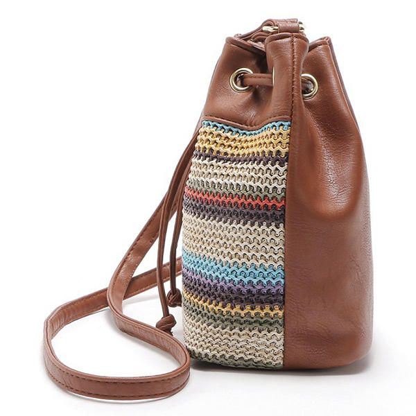 Naisten Muoti Bohemian Striped Bucket Bag Messenger-olkalaukku