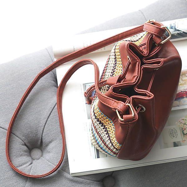 Naisten Muoti Bohemian Striped Bucket Bag Messenger-olkalaukku