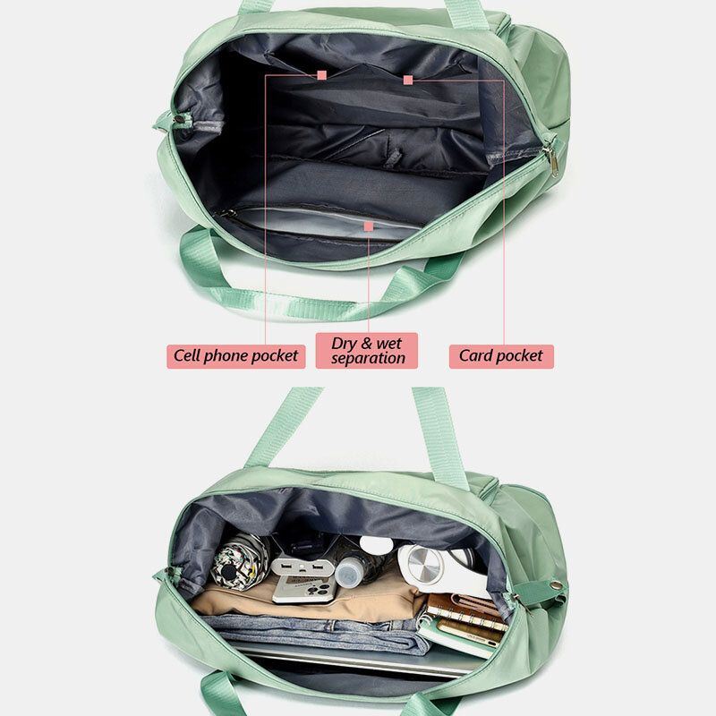 Naisten Oxford Dry Wet Separation -kuntolaukku Skaalautuva Taitettava Design Crossbody Laukku Suuri Kapasiteetti Kiinteä Hihna Vedenpitävä Käytettävä Matkalaukku