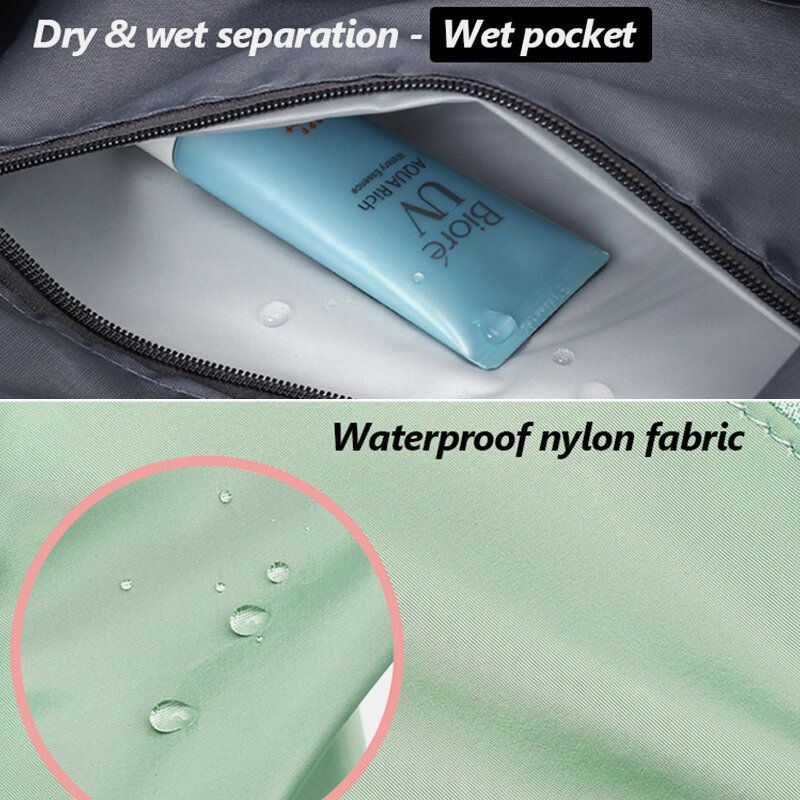 Naisten Oxford Dry Wet Separation -kuntolaukku Skaalautuva Taitettava Design Crossbody Laukku Suuri Kapasiteetti Kiinteä Hihna Vedenpitävä Käytettävä Matkalaukku