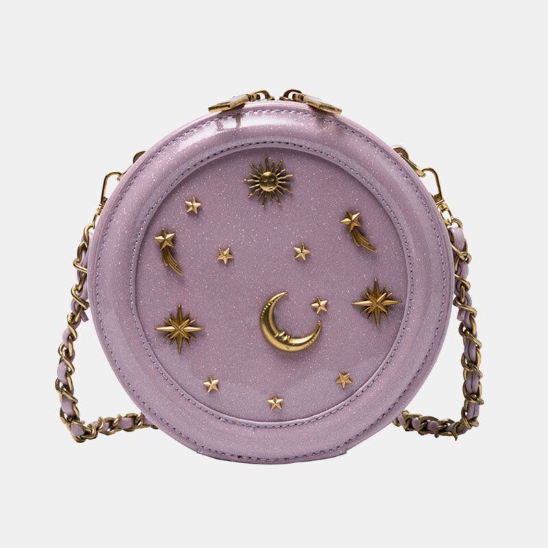 Naisten Pu Chain Galaxy Round Crossbody -laukku