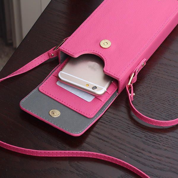 Naisten Pu Hasp Olkalaukut Mini Crossbody Laukut 6 Tuuman Puhelinkotelo Iphone 6s Plus Samsung Huaweille