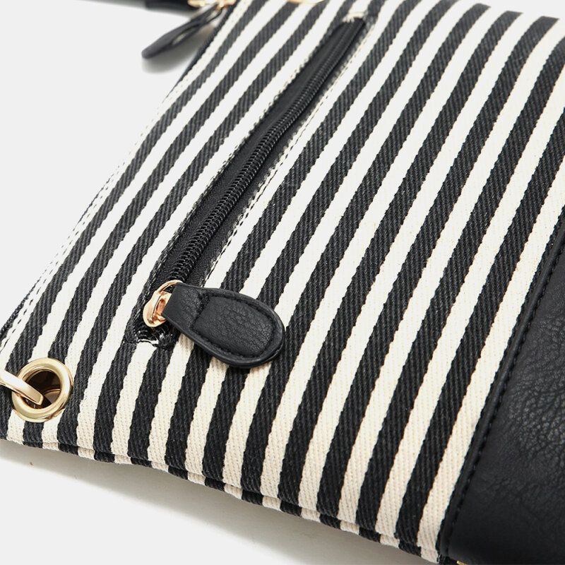 Naisten Raidallinen Tupsu Casual Canvas Crossbody Laukku Olkalaukku