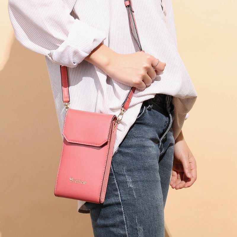 Naisten Solid Flap Card Bag Puhelinlaukku Crossbody Bag
