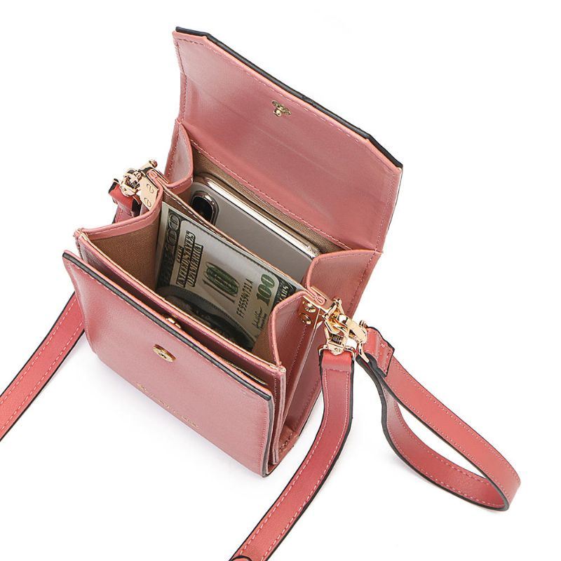 Naisten Solid Flap Card Bag Puhelinlaukku Crossbody Bag