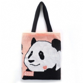 Naisten Talviolympialaiset Peking 2022 Söpö Panda Printing Käsilaukku Polyesterikuitu Suurikapasiteettinen Vedenpitävä Olkalaukku Ostoskassi