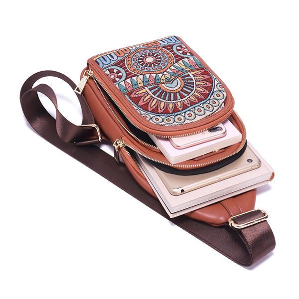 Naisten Vintage-brodeeratut Rintalaukut Crossbody-laukut