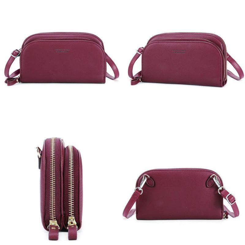 Pierre Loues Women Solid 8 Card Slot Card Bag Monipaikkainen Puhelinlaukku Vapaa-ajan Crossbody-laukku