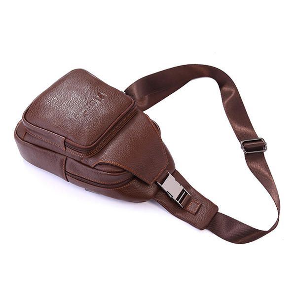 Retro Miesten Rento Ulkoilu Aitoa Nahkaa Oleva Rintalaukku Crossbody-laukku