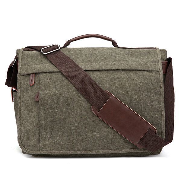 Suuri Kapasiteetti Canvas Business Laptop Laukku Olkalaukku Crossbody Laukku Miehille