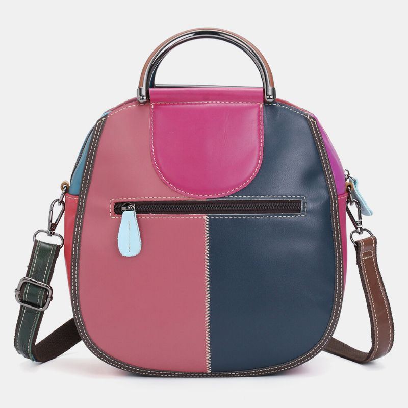 Women Circle Aitoa Nahkaa Oleva Laukku Patchwork Crossbody Bag Käsilaukku Olkalaukku