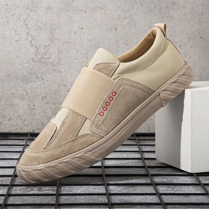 Miesten Canvas Hengittävä Pehmeä Pohja Mukava Slip On Brief Pure Color Casual Court Shoes