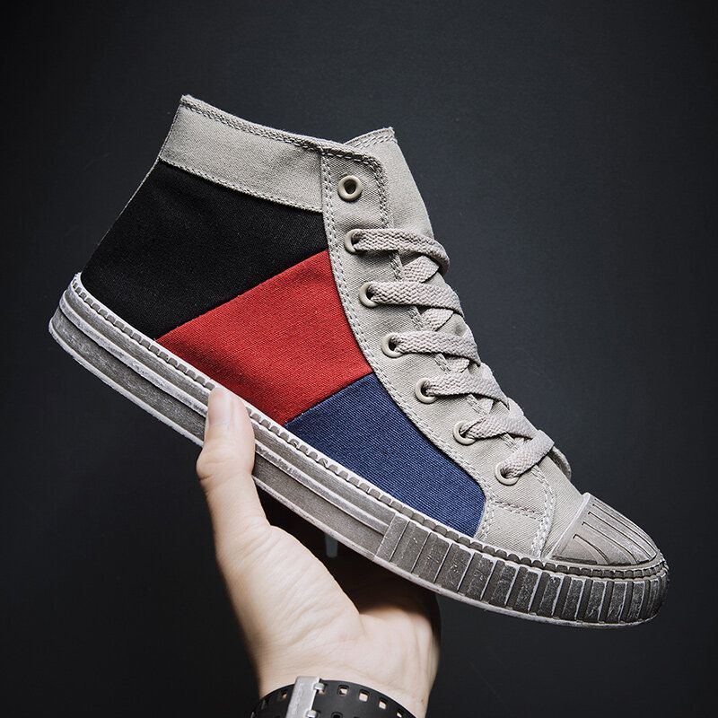 Miesten Colorblock Canvas High Top -nauhalliset Urheilulliset Rento Tennarit