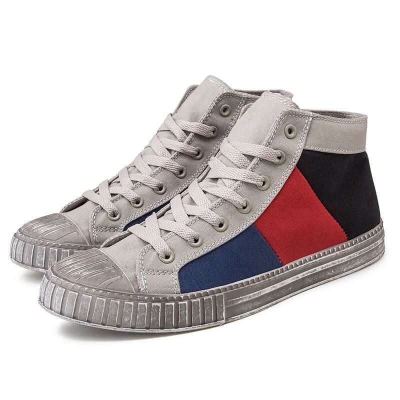 Miesten Colorblock Canvas High Top -nauhalliset Urheilulliset Rento Tennarit