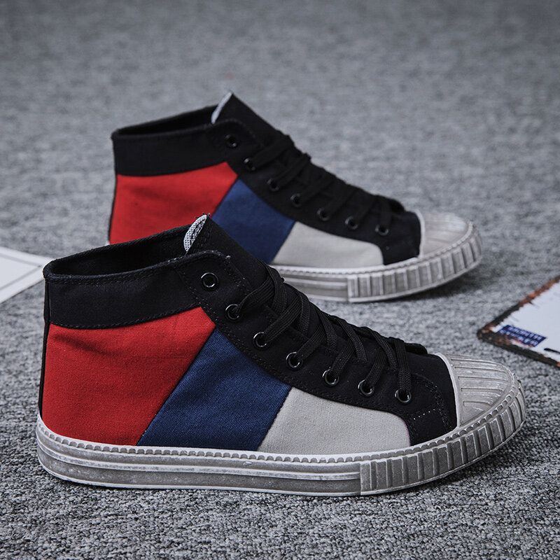 Miesten Colorblock Canvas High Top -nauhalliset Urheilulliset Rento Tennarit