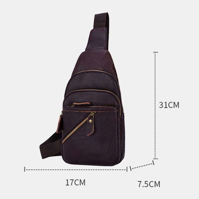 Miesten Aito Nahka Monikerroksinen Kevyt Crossbody Laukku Rintalaukku Sling Bag