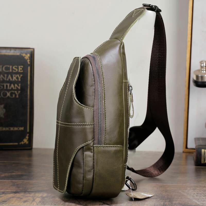 Miesten Aito Nahka Varkaudenesto Retro Casual Business Crossbody Laukku Rintalaukku Sling Bag