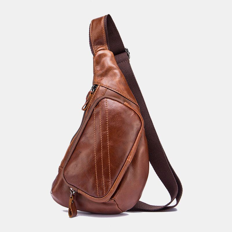 Miesten Aitoa Nahkaa Monitaskuinen Retro 9 Tuuman Suuri Tilavuus Vedenpitävä Puhelin Rintalaukut Crossbody Laukku