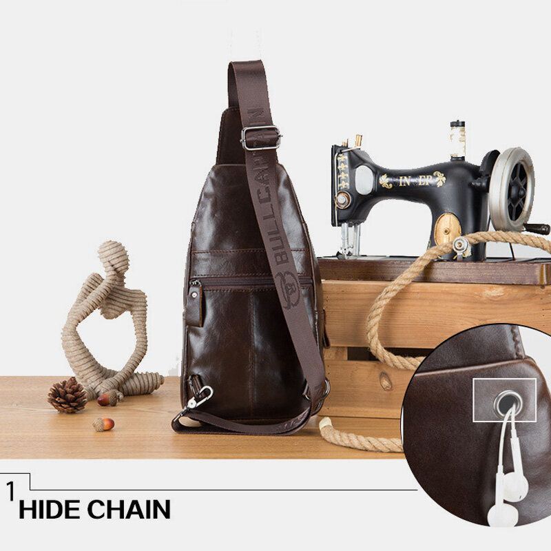 Miesten Monitaskuinen Pehmeä Nahkainen Rintalaukku Vintage Matkapuhelimen Pidike Ketju Crossbody Olkalaukku