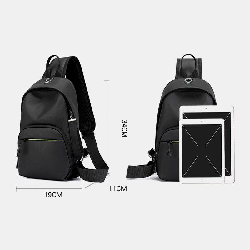 Miesten Nylon Kuulokeaukko Vedenpitävä Outdoor Crossbody Laukku Rintalaukku Sling Bag