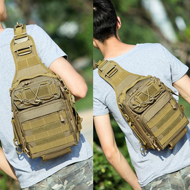 Miesten Nylon Naamiointi Suuri Tilavuus Multi-carry Tactical Travel Outdoor Rintalaukku Olkalaukku